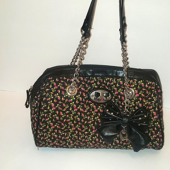 Betsey Johnson Betseyville Vegan Floral Stud Bow  Quilted Shoulder Bag Purse - Picture 17 of 17